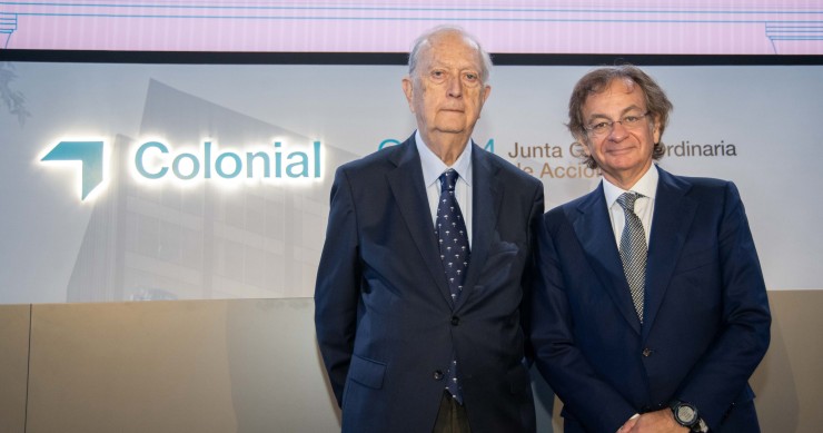 Archivo - El presidente de Colonial, Juan José Bruguera, y el consejero delegado, Pere Viñolas.