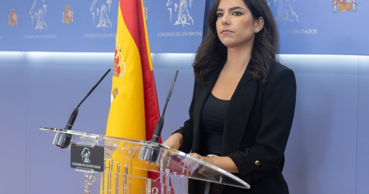 La portavoz de Vox, Pepa Millán, durante una rueda de prensa anterior a la Junta de Portavoces, a 19 de noviembre de 2024, en Madrid (España).