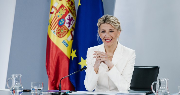 La vicepresidenta segunda y ministra de Trabajo y Economía Social, Yolanda Díaz, durante una rueda de prensa tras el Consejo de Ministros
