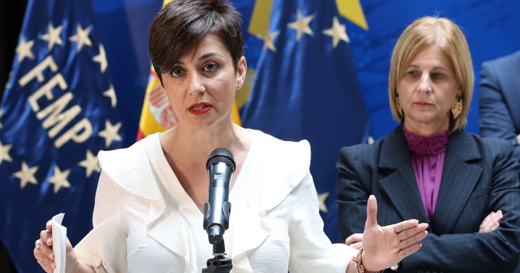 La ministra de Vivienda y Agenda Urbana, Isabel Rodríguez, durante una reunión con la Junta de Gobierno de la Federación Española de Municipios y Provincias (FEMP), en la Federación Española de Municipios y Provincias.