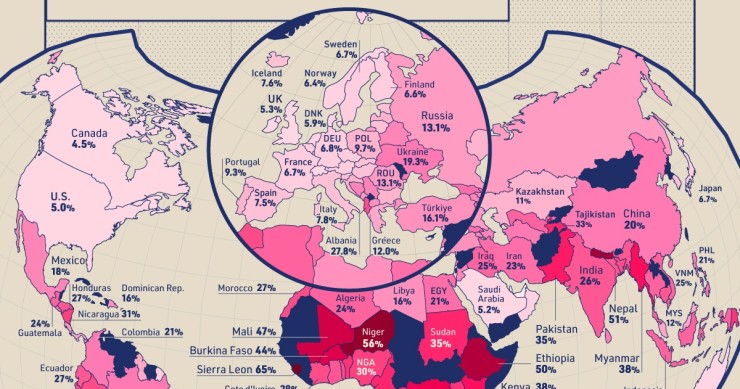 El tamaño de la economía sumergida en cada país
