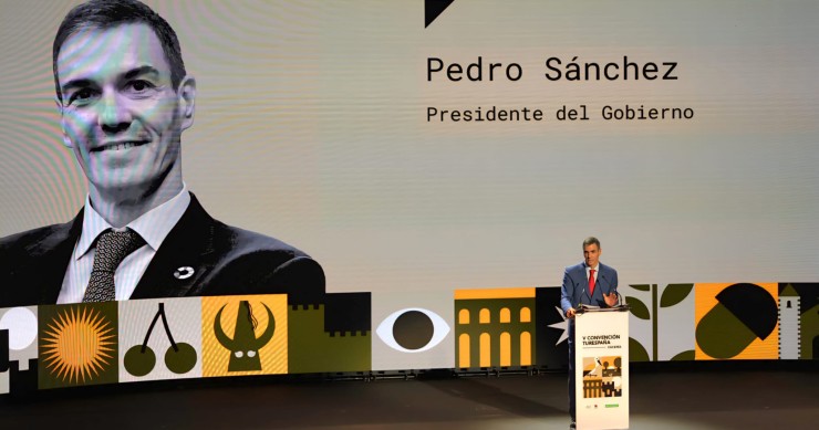 El presidente del Gobierno, Pedro Sánchez, interviene en la V Convención de Turespaña que se celebra en Cáceres esta semana