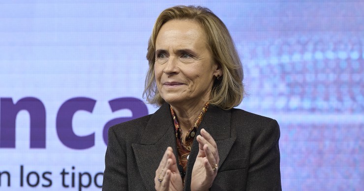 La consejera delegada de Bankinter, Gloria Ortiz, durante el VIII Foro Banca, a 25 de noviembre de 2025, en Madrid (España).