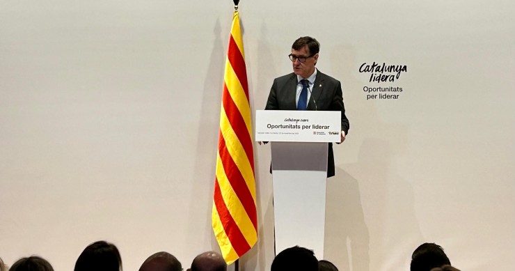 El presidente de la Generalitat, Salvador Illa, durante una conferencia en Sabadell (Barcelona)