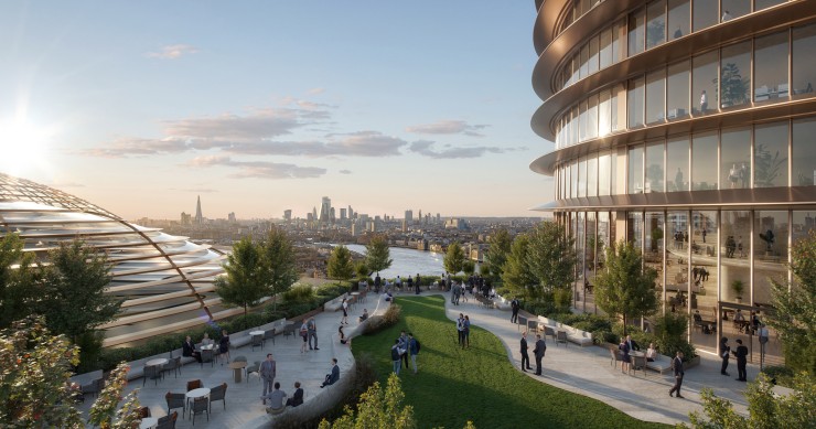 Renderizado de la nueva sede de JPMorgan Chase en el Canary Wharf de Londres (Reino Unido).