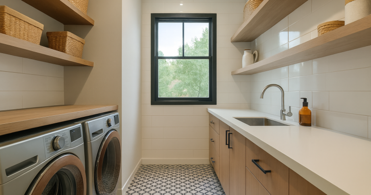 Zona de lavado en cocina estrecha