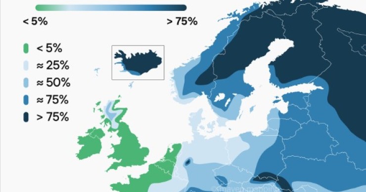 Lo que puede nevar en Europa estas Navidades