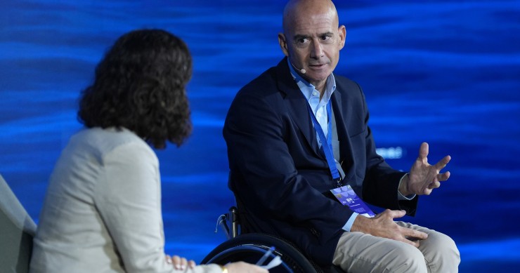 El consejero delegado de Metrovacesa, Jorge Pérez de Leza, este jueves en el Foro Económico y Social del Mediterráneo en Barcelona.