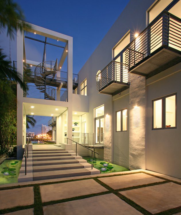 Vivienda de diseño minimalista con vistas a la bahía de miami (florida