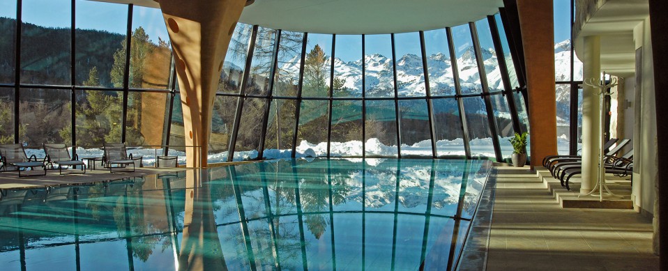 Spa con vista a la nieve