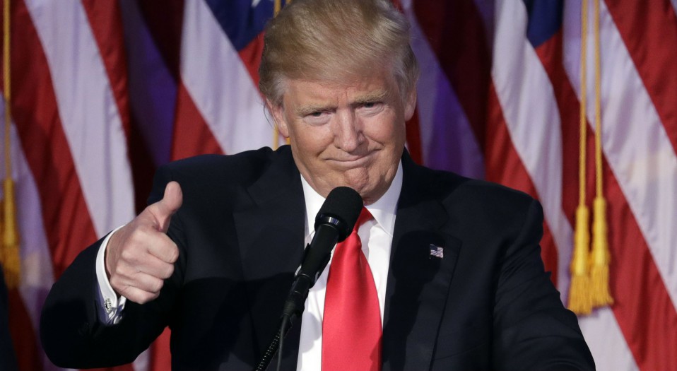 Donald Trump durante su primera intervención como presidente electo de EEUU. / Gtres