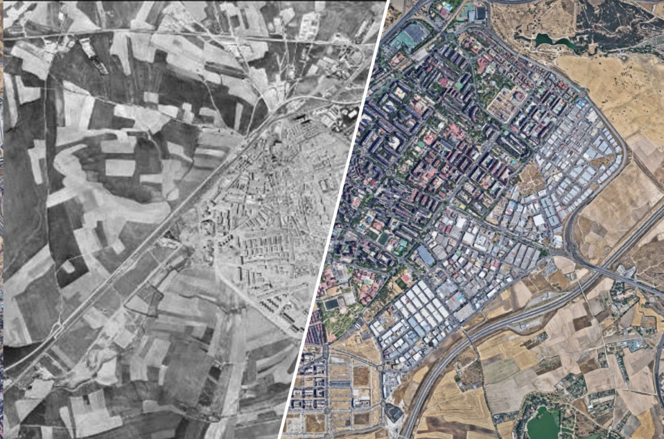 Vista aérea de Alcorcón de 1975 y 2006 / Alcorcón Antiguo