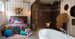 Interior de la casa realizada utilizando contenedores comerciales