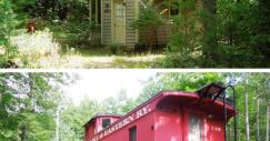 Cabaña con vagón de tren en EEUU