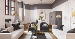 La decoración, en blanco y gris