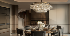 Comedor con lámpara de siseño