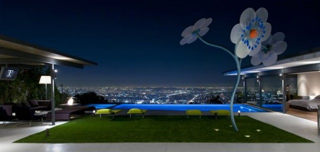 vistas del jardín, del dormitorio y de la ciudad de los ángeles
