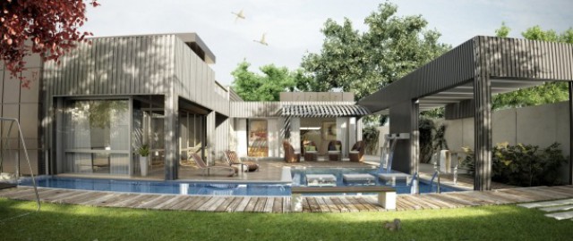 moderna vivienda con piscina