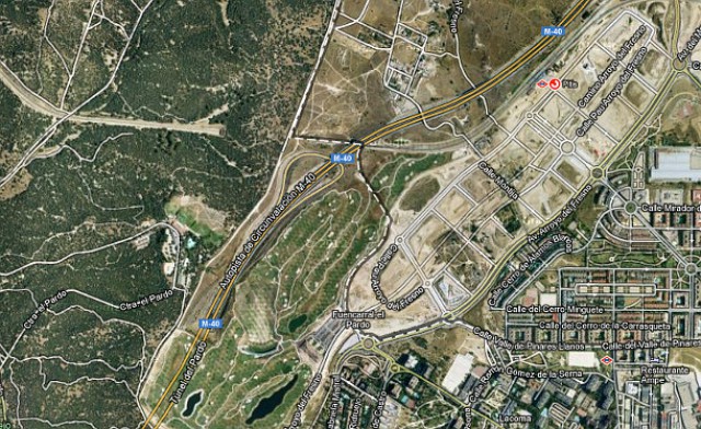 imagen aérea de la zona del pau de arroyofresno y de el pardo