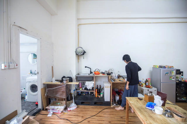 Cocina de un apartamento de un edificio industrial / Paul Yeung/Bloomberg