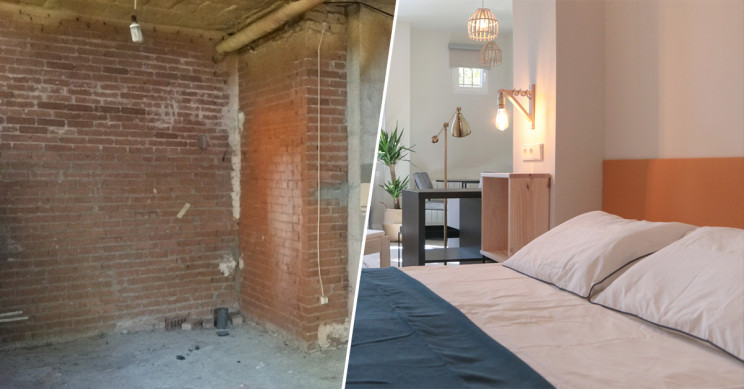 Imagen del antes y el después de un local convertido en vivienda / Jon Goitia