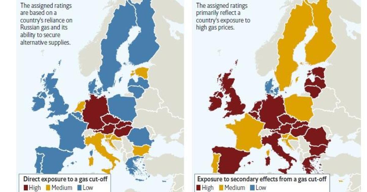 El mapa de los países europeos que más sufrirán la escasez de gas ...