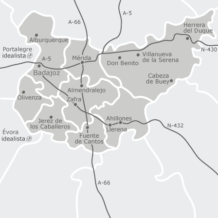 Interaktivt kort over områder af interesse for at vælge den region, hvor du vil søge