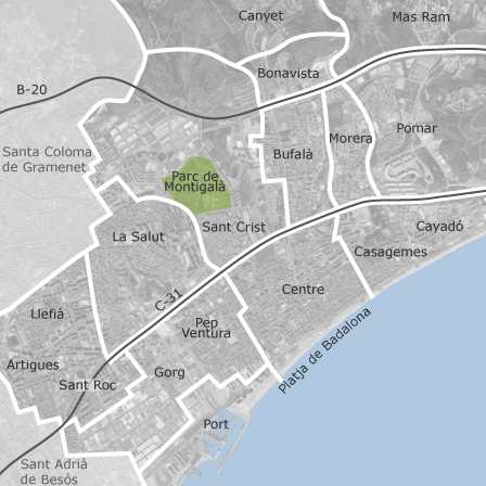 Interactive map of areas of interest to select the region you want to search in