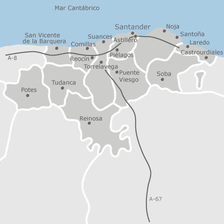 Mappa interattiva delle aree di interesse per selezionare la regione dove vuoi effettuare la ricerca