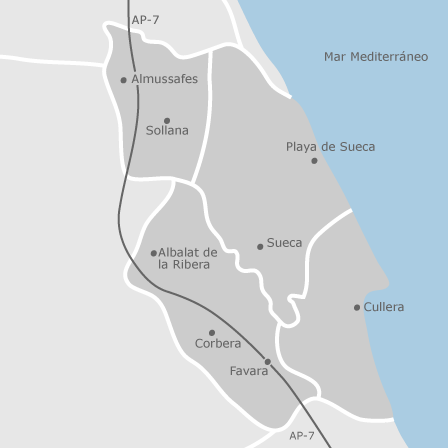 Interactive map of areas of interest to select the region you want to search in